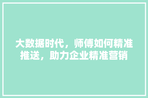 大数据时代，师傅如何精准推送，助力企业精准营销