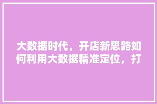 大数据时代，开店新思路如何利用大数据精准定位，打造成功商业模式
