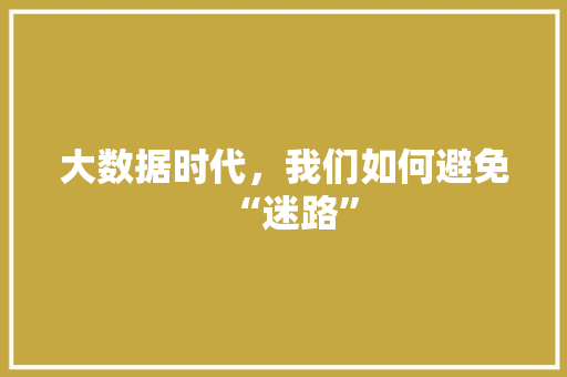 大数据时代，我们如何避免“迷路”
