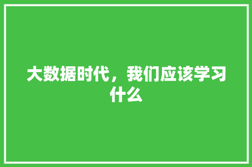 大数据时代，我们应该学习什么