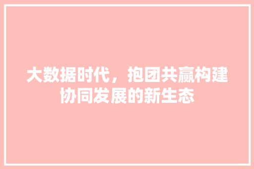 大数据时代，抱团共赢构建协同发展的新生态 友链在线