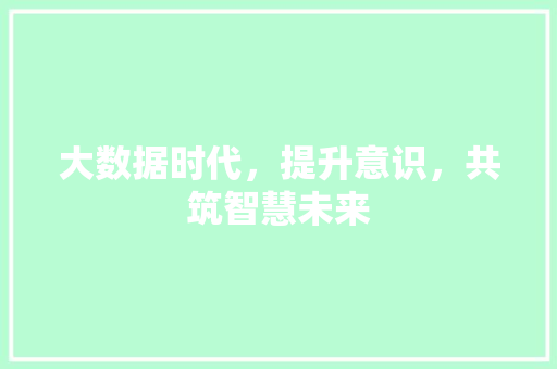 大数据时代，提升意识，共筑智慧未来 友链在线
