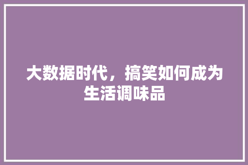 大数据时代，搞笑如何成为生活调味品