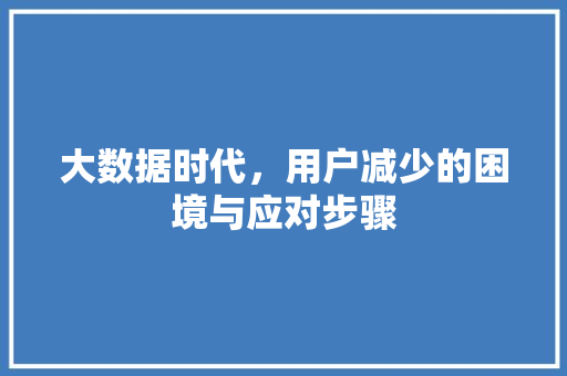 大数据时代，用户减少的困境与应对步骤