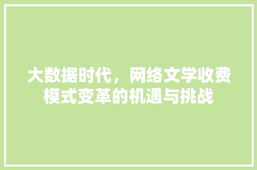 大数据时代，网络文学收费模式变革的机遇与挑战