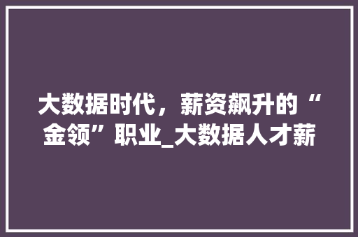 大数据时代，薪资飙升的“金领”职业_大数据人才薪资现状