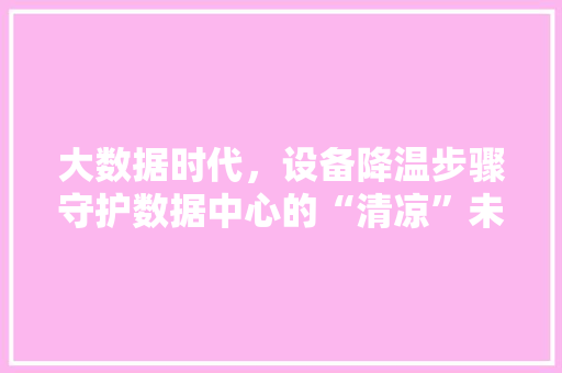 大数据时代，设备降温步骤守护数据中心的“清凉”未来