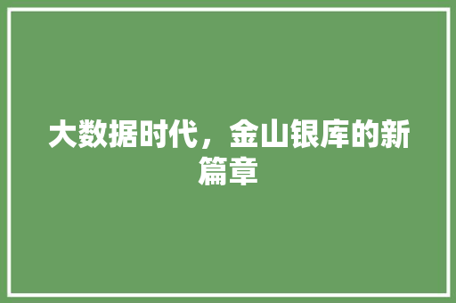 大数据时代，金山银库的新篇章