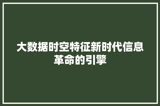 大数据时空特征新时代信息革命的引擎