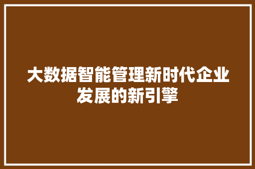 大数据智能管理新时代企业发展的新引擎