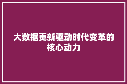 大数据更新驱动时代变革的核心动力