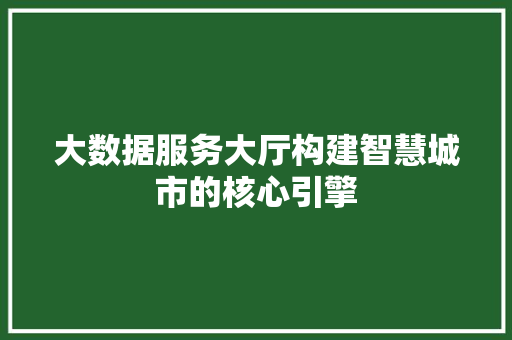 大数据服务大厅构建智慧城市的核心引擎