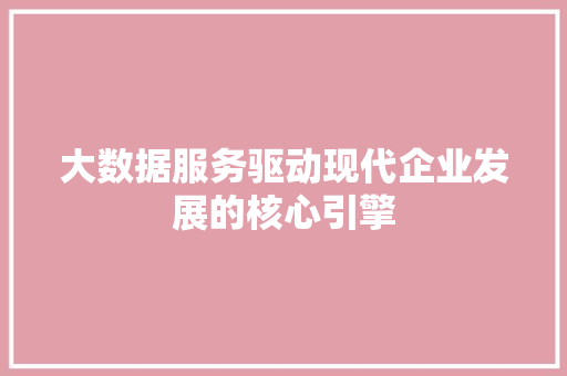 大数据服务驱动现代企业发展的核心引擎