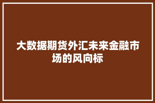 大数据期货外汇未来金融市场的风向标