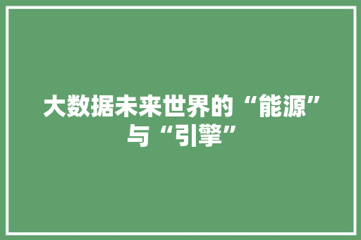 大数据未来世界的“能源”与“引擎”