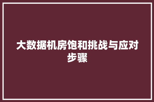 大数据机房饱和挑战与应对步骤