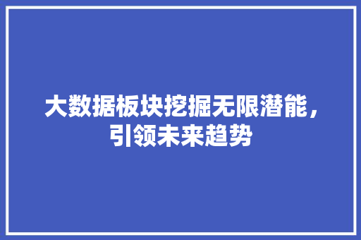 大数据板块挖掘无限潜能，引领未来趋势