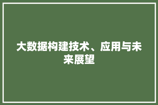 大数据构建技术、应用与未来展望