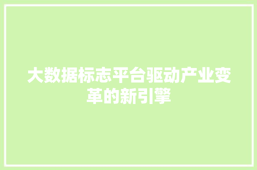 大数据标志平台驱动产业变革的新引擎