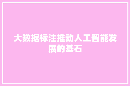 大数据标注推动人工智能发展的基石