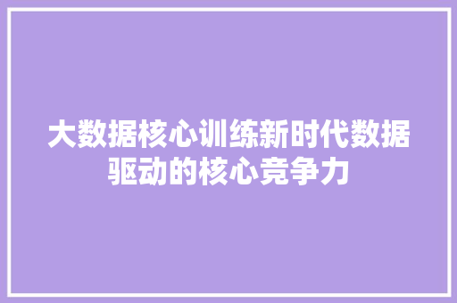 大数据核心训练新时代数据驱动的核心竞争力