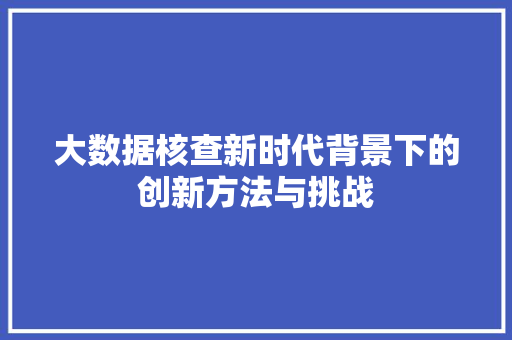 大数据核查新时代背景下的创新方法与挑战