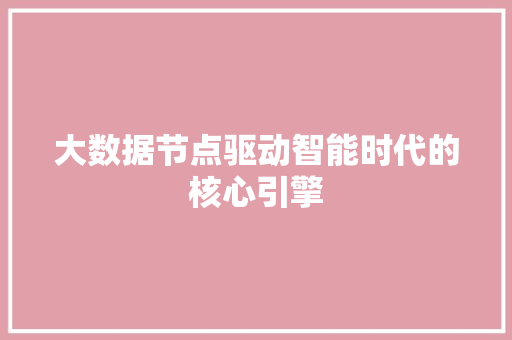 大数据节点驱动智能时代的核心引擎