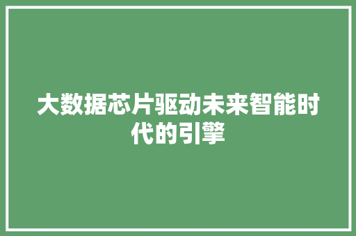 大数据芯片驱动未来智能时代的引擎