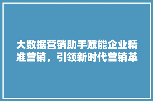 大数据营销助手赋能企业精准营销，引领新时代营销革命