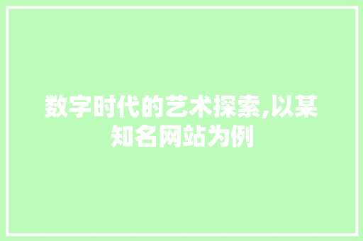 数字时代的艺术探索,以某知名网站为例