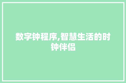 数字钟程序,智慧生活的时钟伴侣