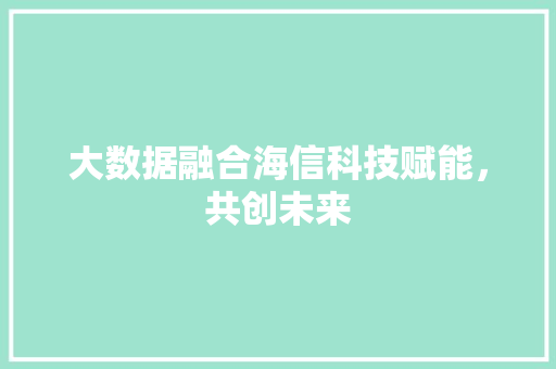大数据融合海信科技赋能，共创未来