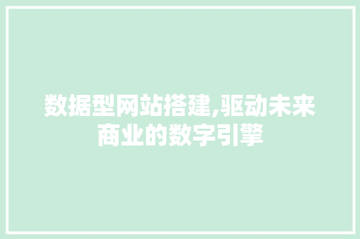 数据型网站搭建,驱动未来商业的数字引擎