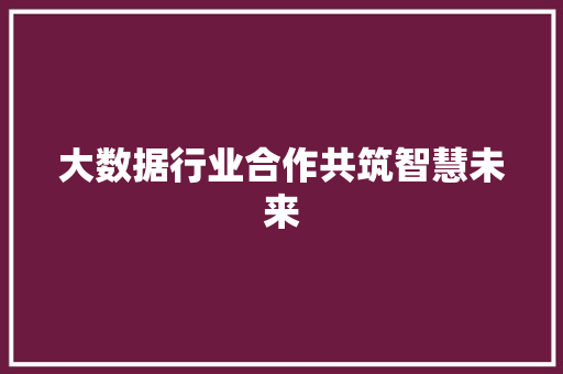 大数据行业合作共筑智慧未来