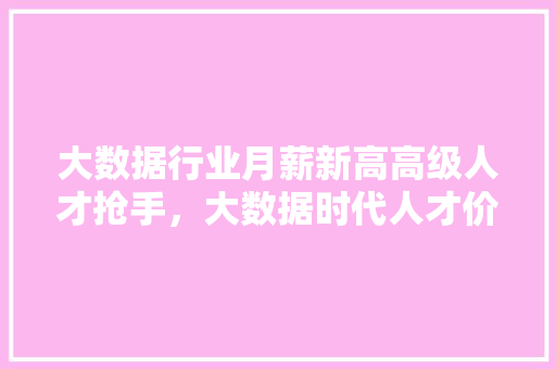 大数据行业月薪新高高级人才抢手，大数据时代人才价值几何