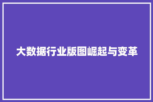 大数据行业版图崛起与变革