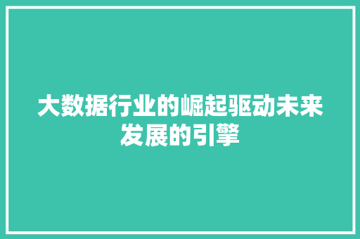 大数据行业的崛起驱动未来发展的引擎