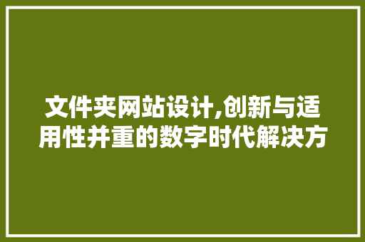 文件夹网站设计,创新与适用性并重的数字时代解决方法