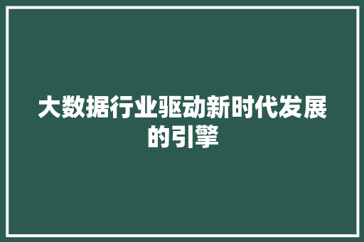 大数据行业驱动新时代发展的引擎