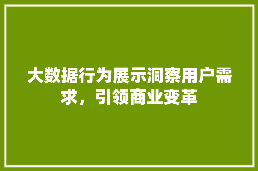 大数据行为展示洞察用户需求，引领商业变革