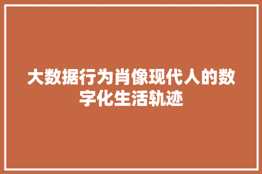 大数据行为肖像现代人的数字化生活轨迹