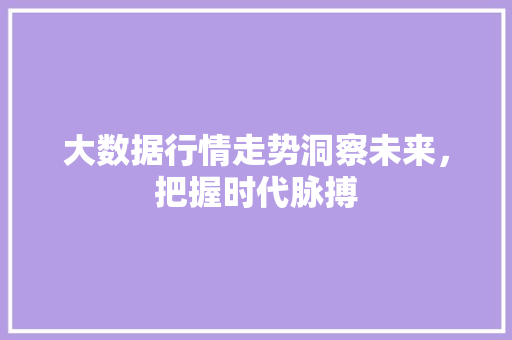 大数据行情走势洞察未来，把握时代脉搏