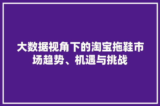 大数据视角下的淘宝拖鞋市场趋势、机遇与挑战 大数据视角下的淘宝拖鞋市场趋势、机遇与挑战