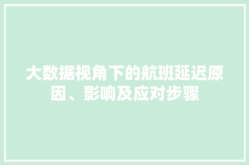 大数据视角下的航班延迟原因、影响及应对步骤 友链在线