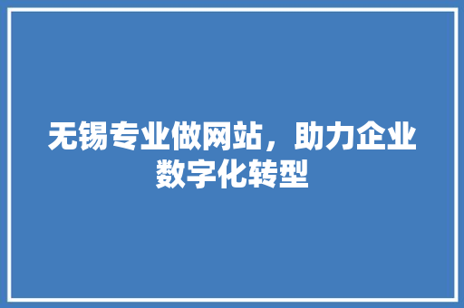 无锡专业做网站，助力企业数字化转型 无锡专业做网站，助力企业数字化转型 Web前端