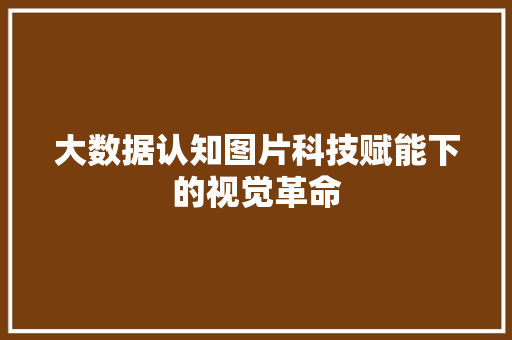 大数据认知图片科技赋能下的视觉革命