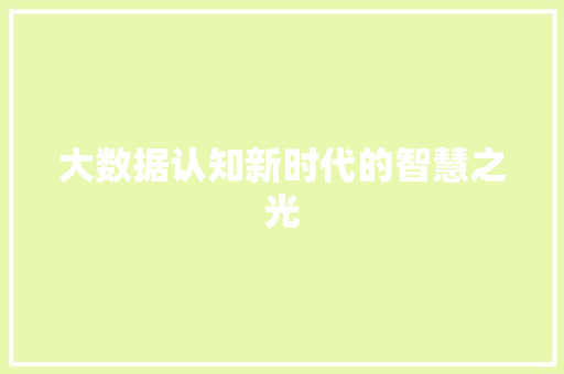 大数据认知新时代的智慧之光