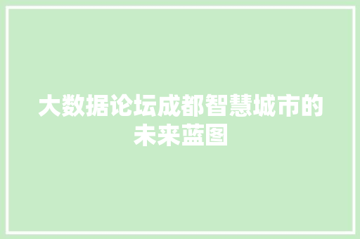 大数据论坛成都智慧城市的未来蓝图