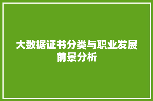 大数据证书分类与职业发展前景分析