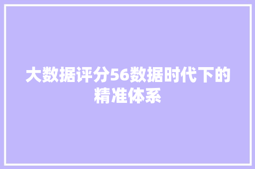 大数据评分56数据时代下的精准体系